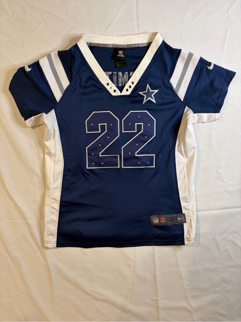 NFL Team Apparel Blue and White Lace-Up Football Jersey